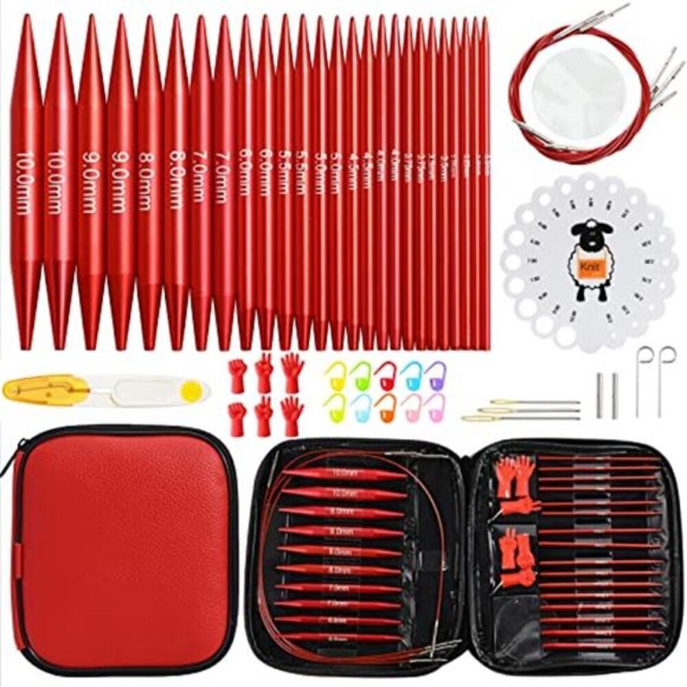 Knitting Needles Set 57 Pc Aluminum Circular Ergonomic